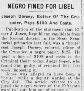 Joseph Dorsey Fined Libel