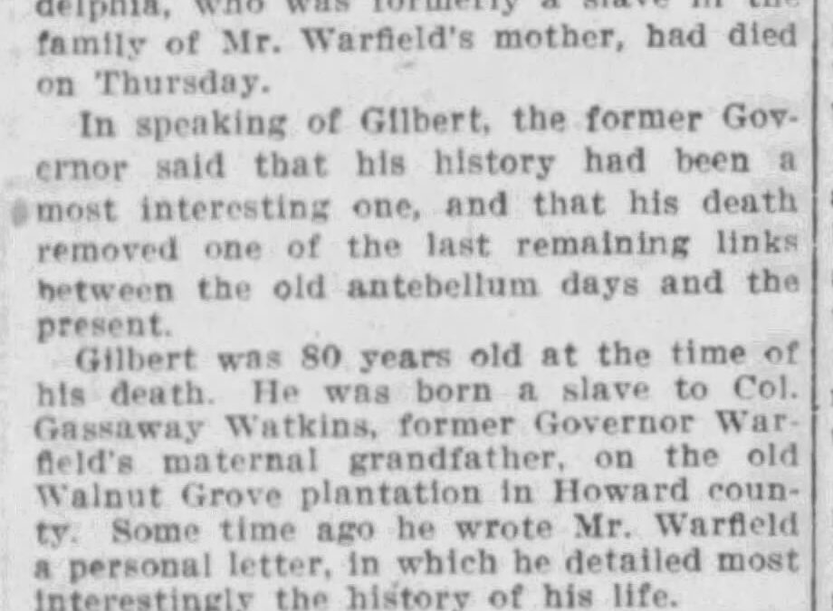 FORMER SLAVE DEAD       — We Remember July 11, 1912